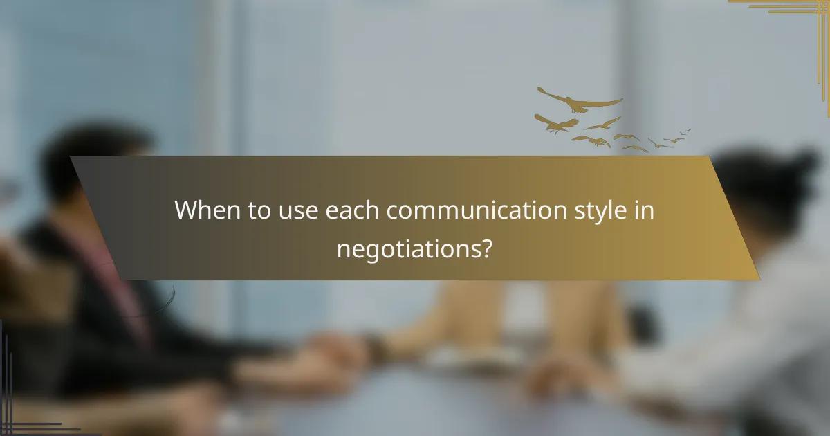 When to use each communication style in negotiations?